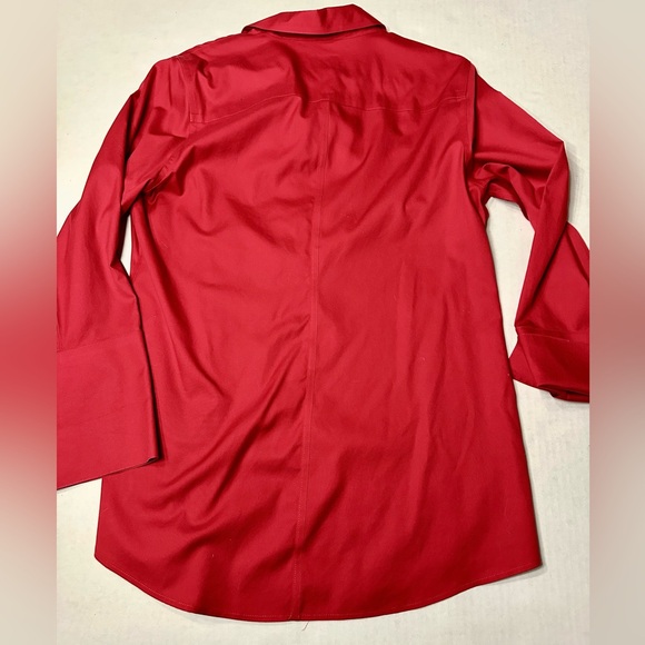 Chicos Red Button Down Long Sleeve No Iron Blouse Size 1 Medium - Picture 2 of 7
